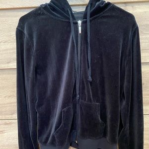 Black velvet zip up sweater
